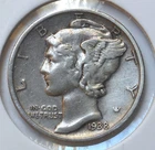 1938-s . Mercury Dime . Choice XF .Extra Fine . Silver .