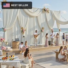 10ft x 15ft Ivory Backdrop Curtains for Wedding Parties 2 Panels Extra Long