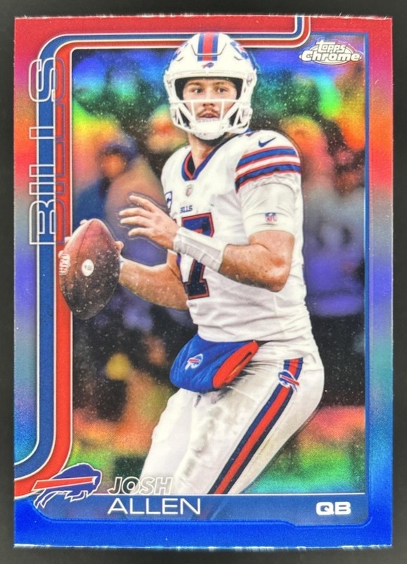 2025 Topps Chrome Josh Allen Red/White/Blue Refractor #34 Bills