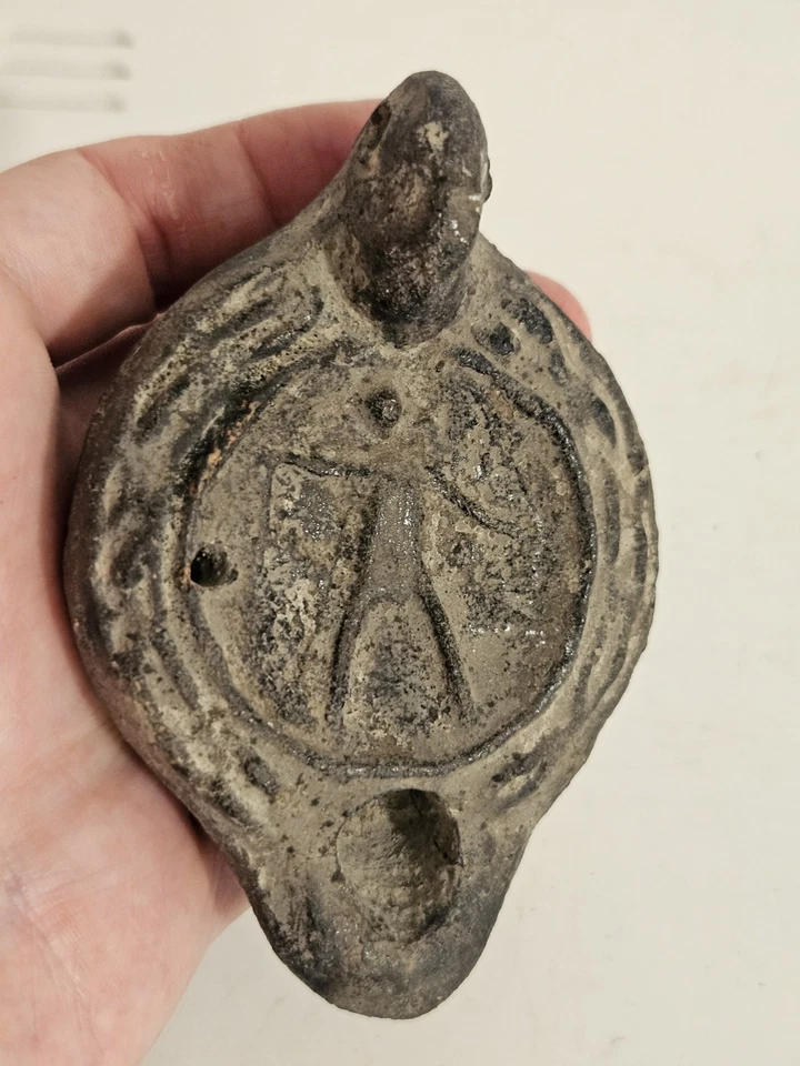 Ancienne LAMPE A HUILE ROMAINE  A DECOR Personnage Terre Cuite Curiosité Old - Photo 4/4