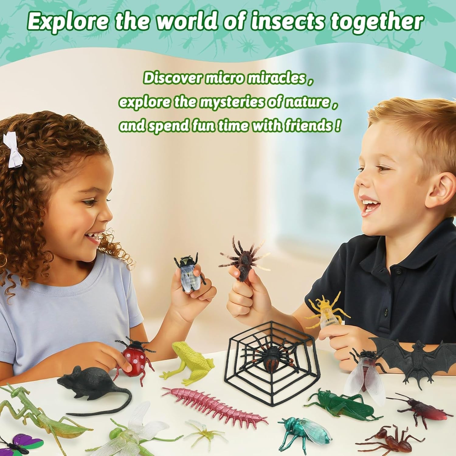 62 PCS Insetti Realistici Set Di Giocattoli per Bambini, Insetti Di Plastica E F foto 4