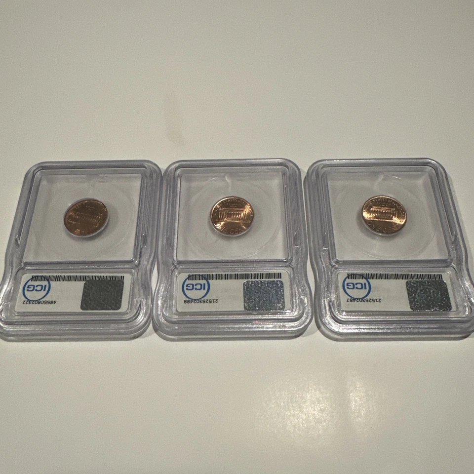 BU Broadstruck Sin City Hoard 1C ICG Penny 3 Pieces 1986, 2000, 2001 - Image 2 of 4