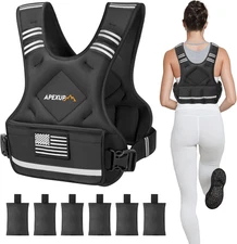APEXUP Adjustable Weighted Vest, 4-10Lb/12-18Lb/20-32Lb Vest with 6 Ironsand Wei
