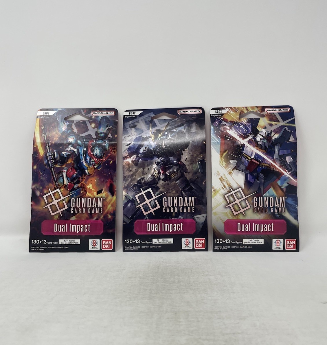 gundam tcg english booster box Gundam English TCG Dual Impact Sleeved Booster Pack Lot Of Three
