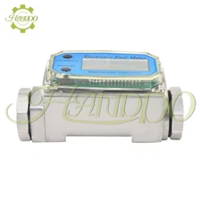 1" Digital Turbine Flow Meter, 2.6-26 GPM Inline NPT Thread with LCD Display