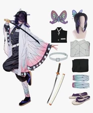 Nhorrobat Kochou Shinobu Cosplay Costume Slippers Wig Sword Halloween