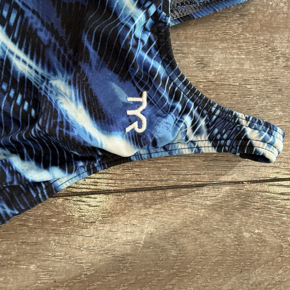 TYR DuraFast Elite Oil Slick Diamondfit Swimsuit Blue Youth Girls Sz 24 OnePiece - Image 2 of 3