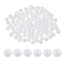 100Pcs 10mm Acrylic Round Beads AB Colors Round Spacer Beads White