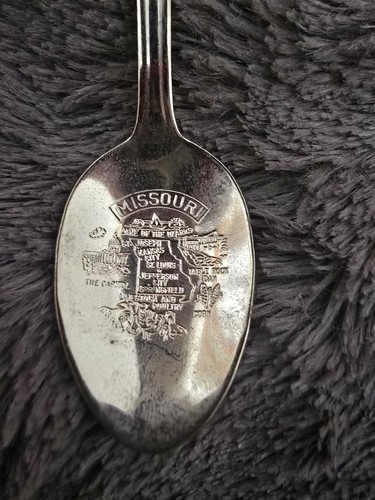 Vintage Branson MO Souvenir Spoon Country Music Missouri Map Silverplate