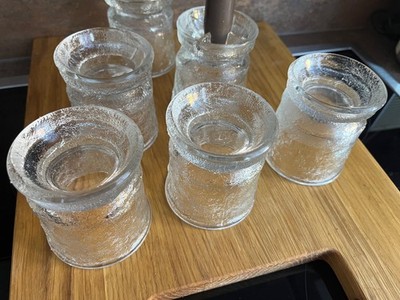 6 Indiana Glass Kerzenhalter Eisglas Crystal Ice massiv, 1.440 g H ca. 8 cm