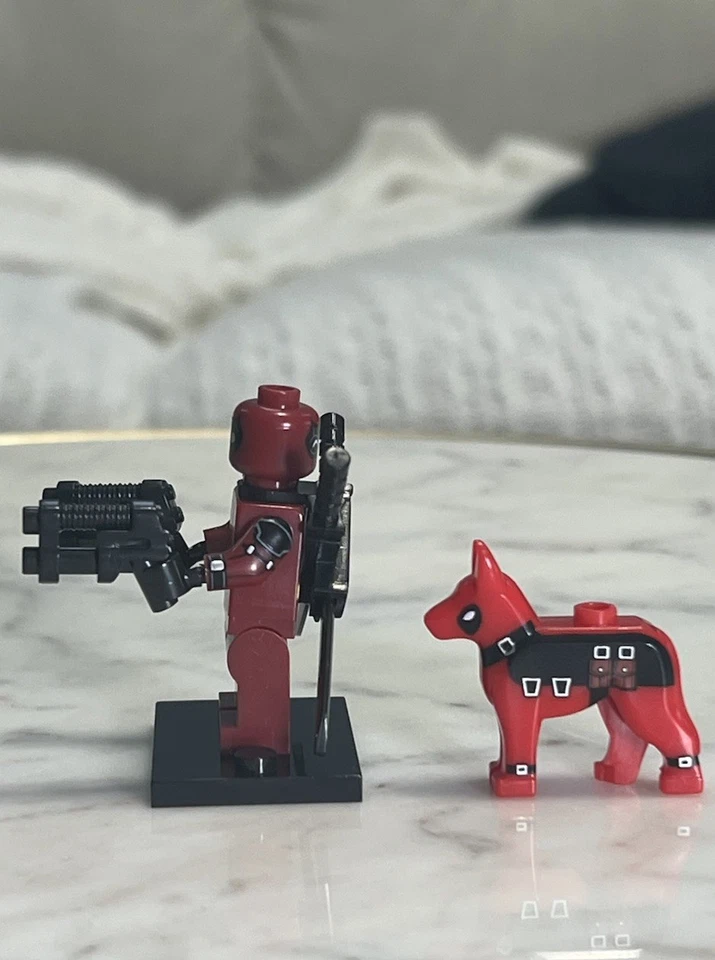 Lego Deadpool Custom Printed Minifigure w/ Swords Guns Dog - Image 2 of 3