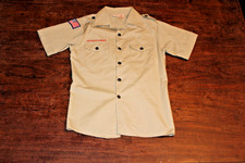 Boy Scouts of America BSA Youth Shirt Tan Large Plain No Patches Short Sleeve