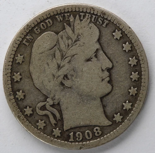 VF+ 1908 D  Barber Quarter