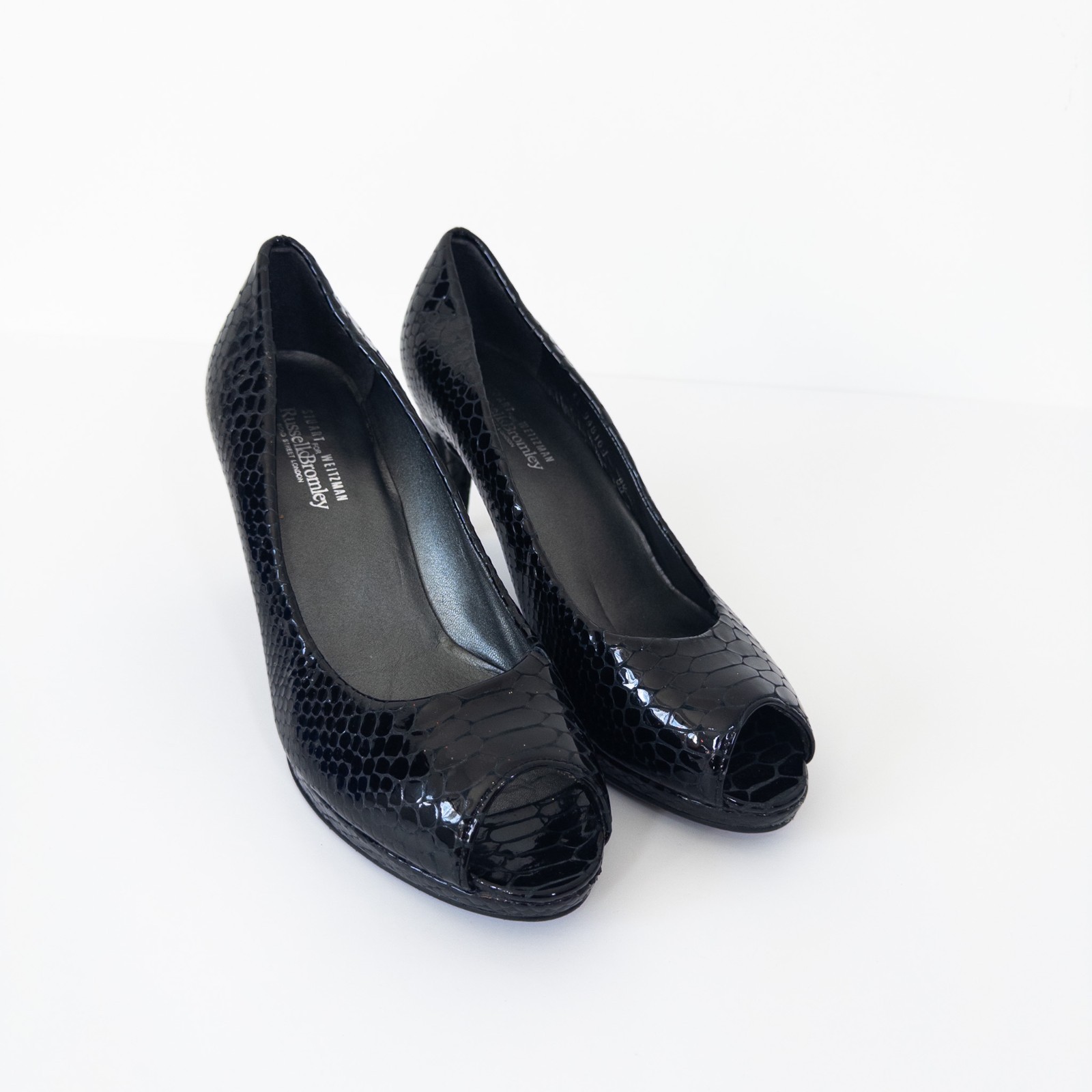 Stuart Weitzman Black Python Embossed Heels UK 6.… - image 5