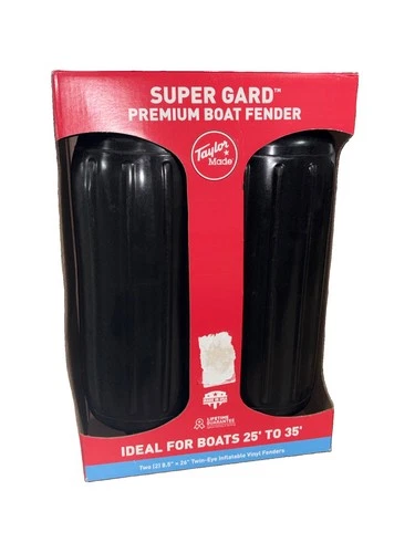 Taylor Made 2826SGB Super Gard Boat Fender 8.5” x 26” Black 2-Pack