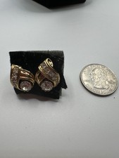 Knot Style Gold Tone Crystal Earrings with Jacket for Pierced Ears