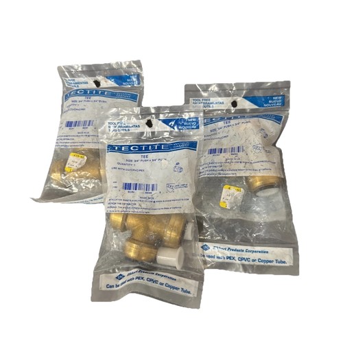Lot Of 3 Tectite Work Smart Tee 3/4” Push x 3/4” Push Use With CU/CPVC/PEX