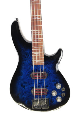 Schecter Guitar Research Omen Elite-4 Electric Bass Guitar- SeeThru Blue #R8594