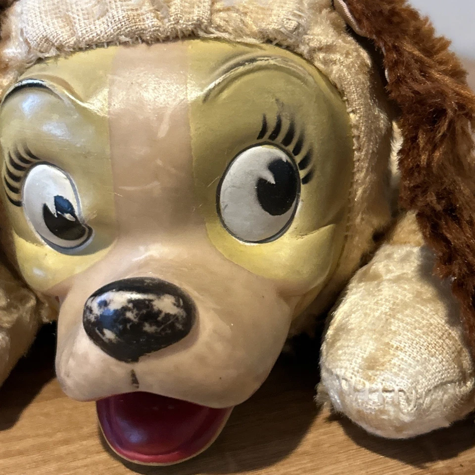 Figura de juguete de peluche de perro dama y vagabundo de Disney cara de goma Gund de la década de 1950 Foto 3 de 4