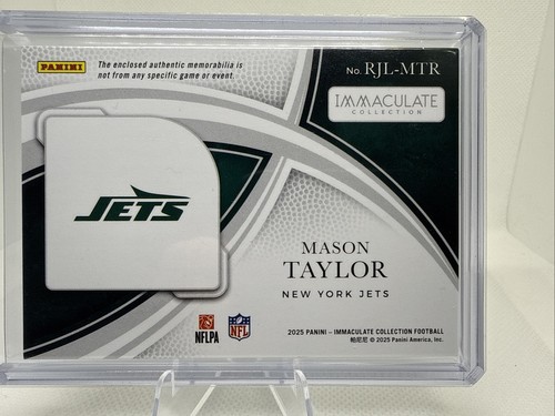 2025 Immaculate Player Cap Team Logo Mason Taylor New York Jets #1/9 RC - Picture 12 of 17