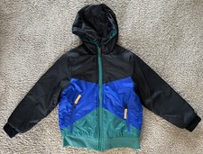 Champion C9 Black Blue Green Reversible Quilted Hooded Jacket Boys Small 6-7