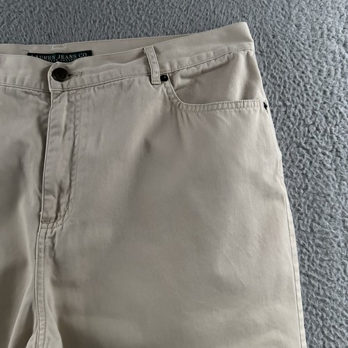 Lauren Ralph Lauren Womens Pants Beige Size 14 Cropped High Rise 100% Cotton - Picture 4 of 17