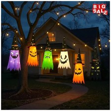 Halloween Glowing Witch Hat Lanterns Hanging Decoration for Garden Porch Room In