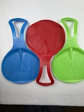 LL Bean SLOPE SLIDER Set of 3 Snow Saucer Sled Spoon Plastic Toy Kids