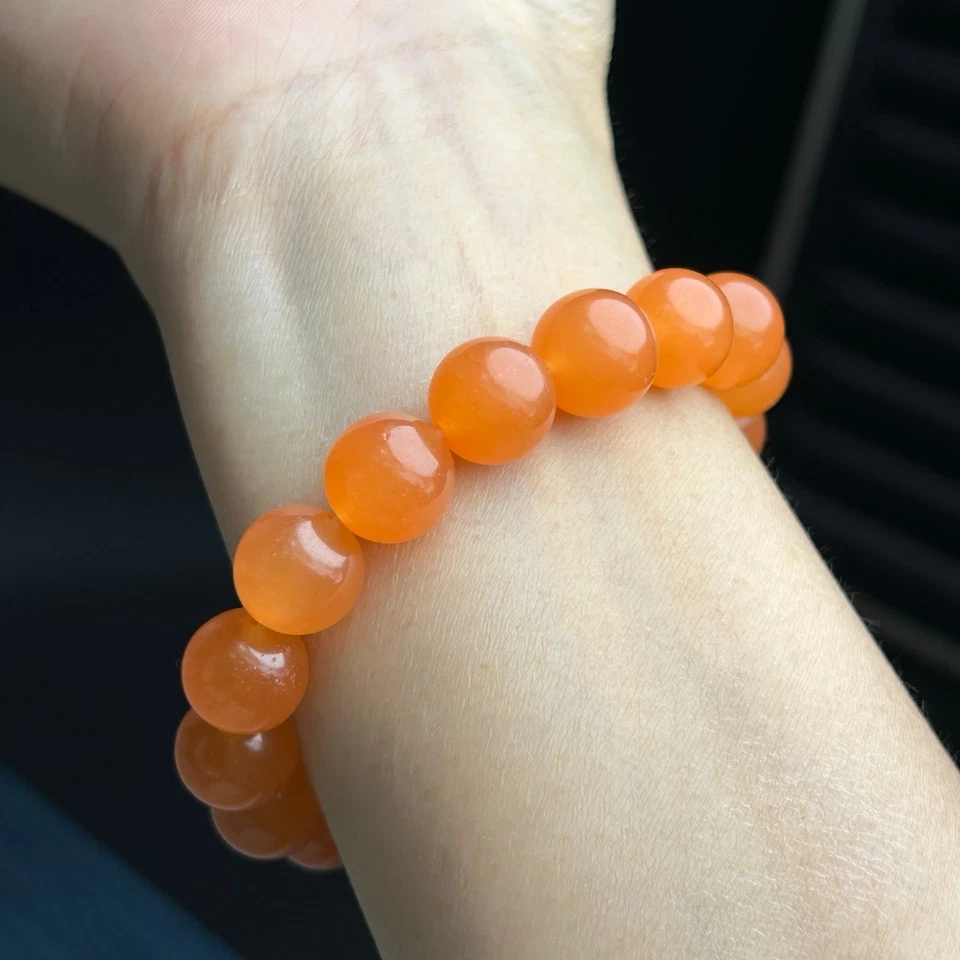 Brazalete Brazalete 12mm Certificado Nature Amarillo Hielo Jade Jadeíta Birmano Cuentas Foto 4 de 4