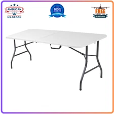 COSCO 6ft Fold-in-Half Banquet Table with Handle, Durable White for Events