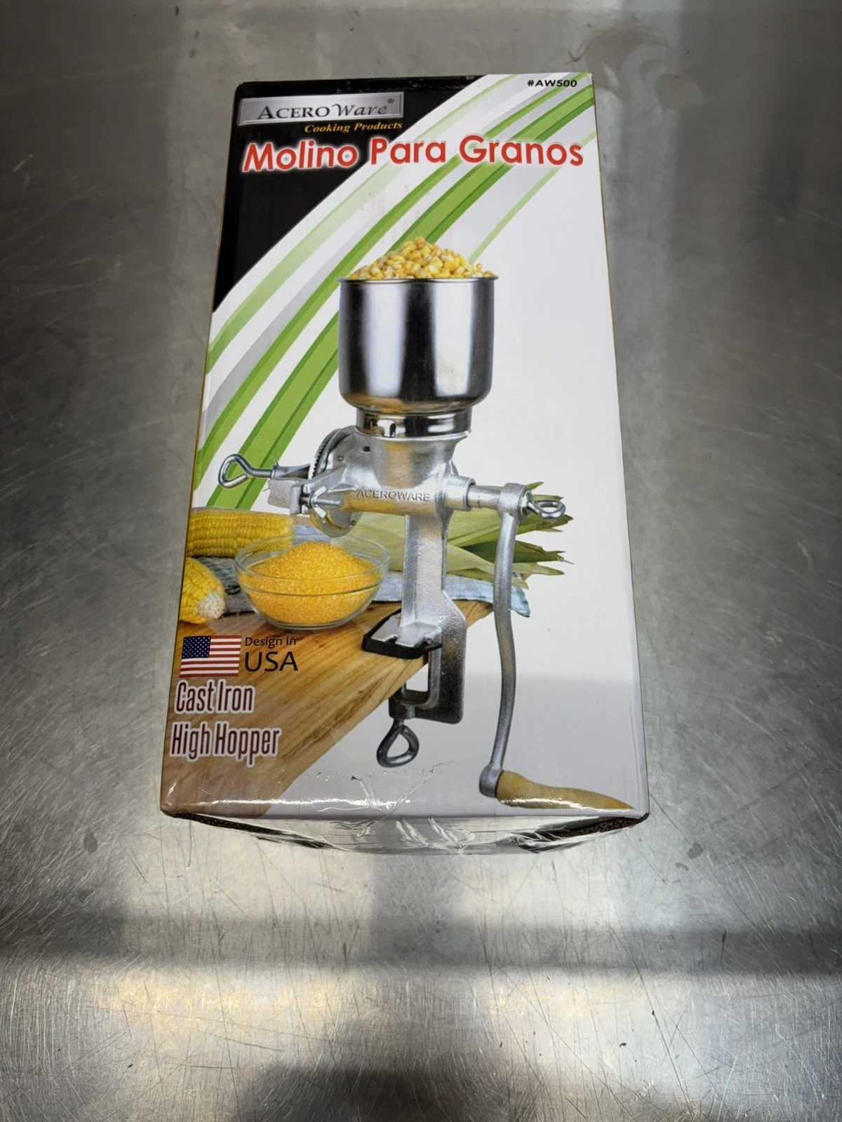 Hand Crank Grain Mill with Big Hopper Manual Corn Grinder for Grinding Nut Spice