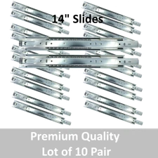 14" Drawer Slides - Heavy-Duty 500lb Load - OEM {Sold as a Carton of 10 Pairs}