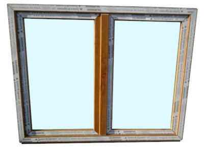 Kunststofffenster Fenster Salamander, 150x120 cm (b x h), Eiche Gold, 2-flügelig