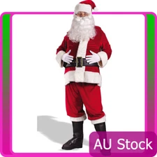 Mens Flannel Santa Claus Suit Clause Christmas Xmas Fancy Dress Costume Party