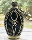 Moroccan Rose Water Sprinkler Violet Handcrafted Perfume Bottle Metal Overlay — photo 3