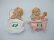 Vintage MCM 60s Chalkware Wall Hangings Baby Nursery Bathroom Decor Kewpie