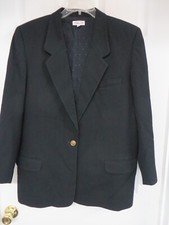 Talbots Pure Worsted Wool Tweed 1-button Pockets Black Blazer Jacket 16