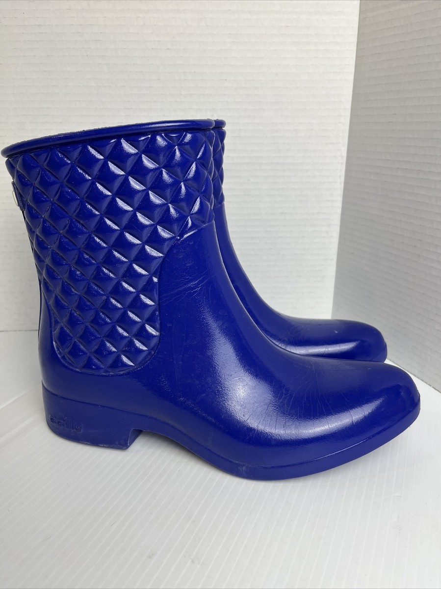 CCILU Women's Quilted Equestrlan Welly Drift Rain Boots Size