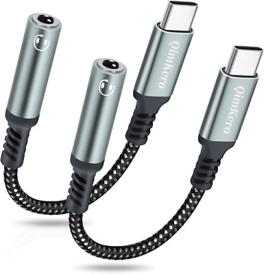 USB Type C to 3.5Mm Female Headphone Jack Adapter, (2 Pack) USB C to Aux Audio 