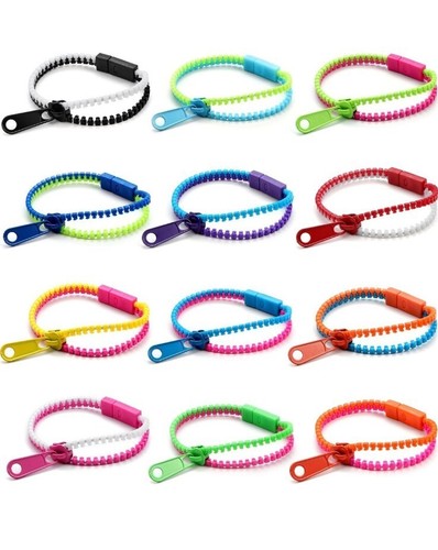 12 Pcs Friendship Bracelets Zipper Bracelets Assorted Mixed Color Wholesale Lot - Picture 1 of 1