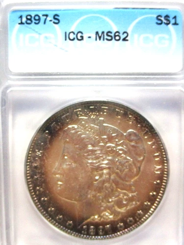 1897-S MORGAN SILVER DOLLAR ICG MS62
