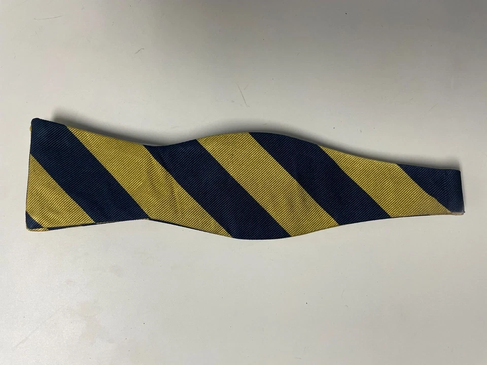 Pajarita Hombre Seda Dorado Azul Rayas AUTOCORBATA Pajarita Foto 4 de 4