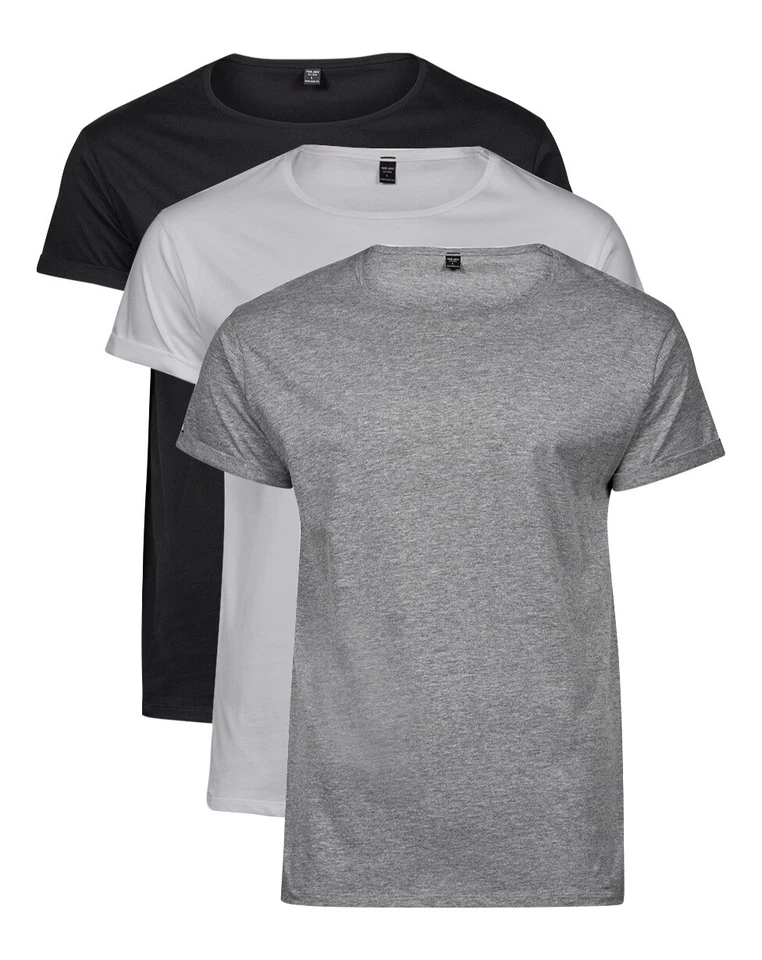Tee Jays NOIR Gris Ou BLANC T-Shirt À Manches Roulées S-3XL - Photo 1/1