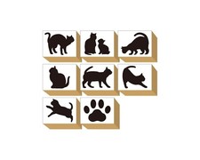 Adorable Black Cat-Themed Wooden Stamp Set 8 Pieces Free Shipping from Japan