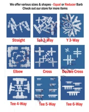  T Y Plastic Straight Wye Elbow Hose Barb Fitting Tube Connector Reducing In to