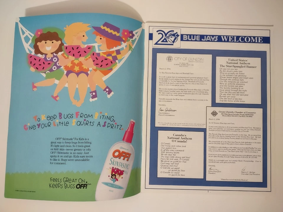 1996 Toronto Blue Jays Spring Training 20th Anniversary Game Program - Image 3 of 4