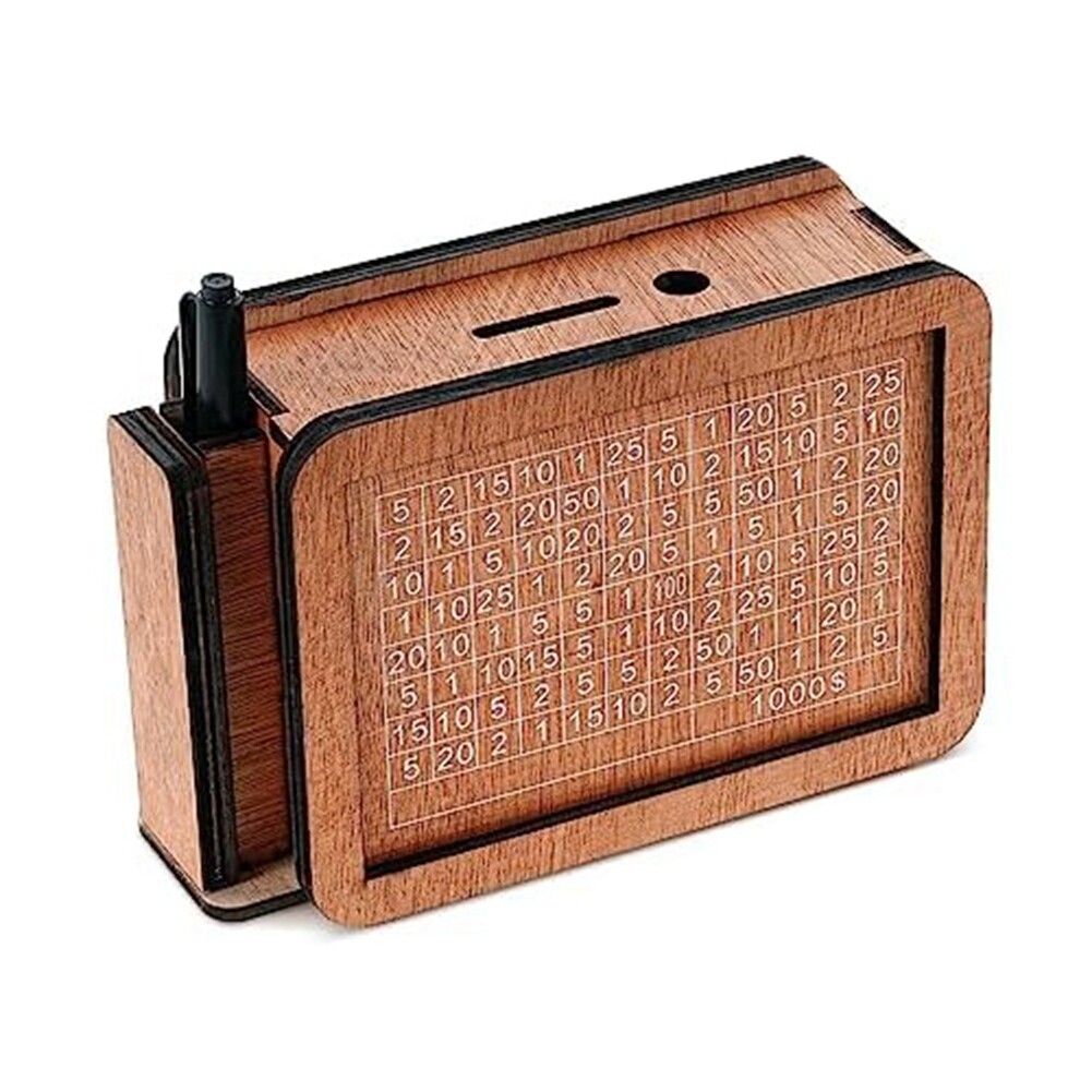 Adult Piggy Bank, Wooden Piggy Bank with Savings Goal, for Car Fund,6653