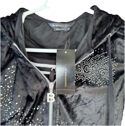 BCBGMAXAZRIA Trainingsanzug neu mit Etikett (140 $) 2-teilig Strass Reißverschluss Hoodie/Capri Bein Hose S - Bild 3 von 10