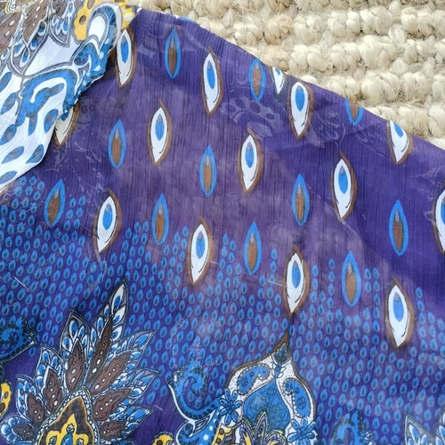 Vintage 90s Y2K 2000s Blouse Purple Blue Paisley Puff Sleeve Grunge Size S 10 - Picture 9 of 10