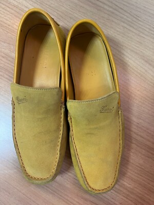 Gucci Driving Loafer Suede Mustard Shoes Size US 7.5 UK 6.5 EUR 40.5 Men's